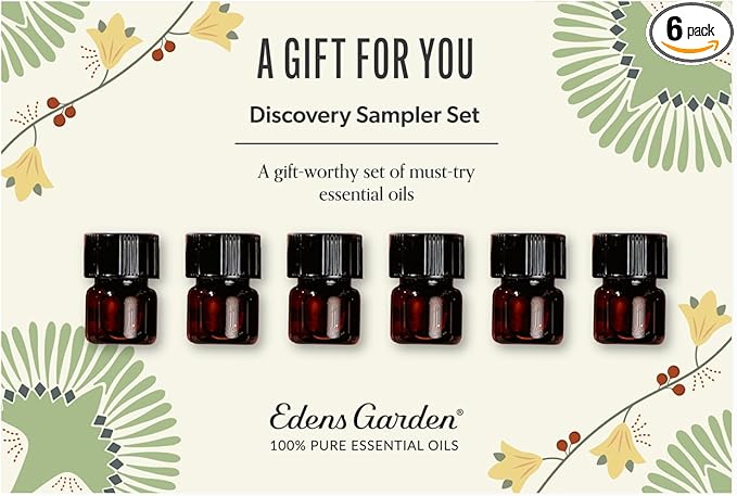 Edens Garden A Gift for You Discovery Sampler 6 Set – 100% Pure Therapeutic Essential Oils – Happy Day, Lavender, Best Sleep, Ocean Breeze, Relaxing Home & Smells Amazing Oil Blends, .92 ml/ 6 Pack
