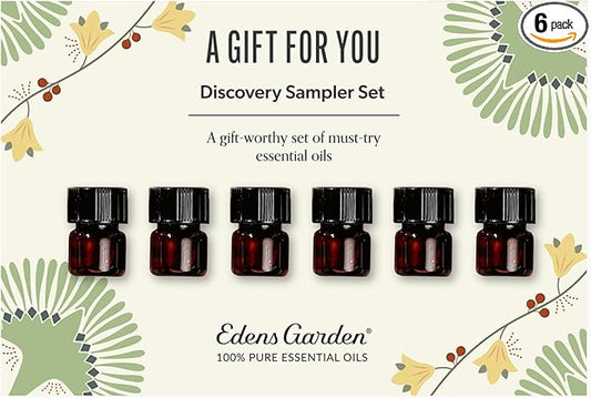 Edens Garden A Gift for You Discovery Sampler 6 Set – 100% Pure Therapeutic Essential Oils – Happy Day, Lavender, Best Sleep, Ocean Breeze, Relaxing Home & Smells Amazing Oil Blends, .92 ml/ 6 Pack