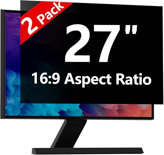 【2-Pack】27 Inch Computer Privacy Screen for 16:9 Monitors with Anti-Spy Anti-Glare Filter, Blue Light Blocking & Eye Protection, Removable Anti-Scratch HD Clarity Screen Protector