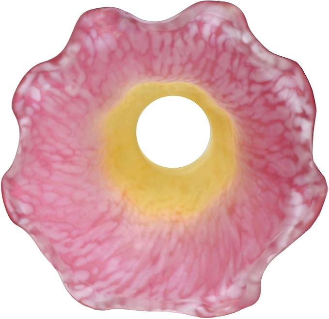 Bieye LS12S Lily Flower Blown Glass Lampshade (Yellow Pink, Opening I.D. 0.87" x O.D. 1")