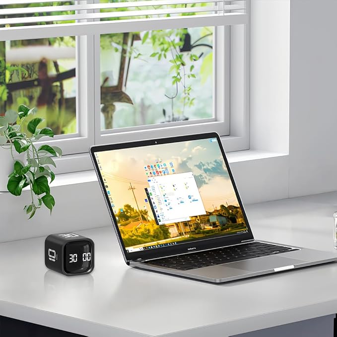 Gravity Cube Timer, Productivity Sensor Flip Kitchen Large LED Display Adjustable Sound Alarm Vibration High Low Volume Custom Modes Kids Study Students Office Exercise Skincare