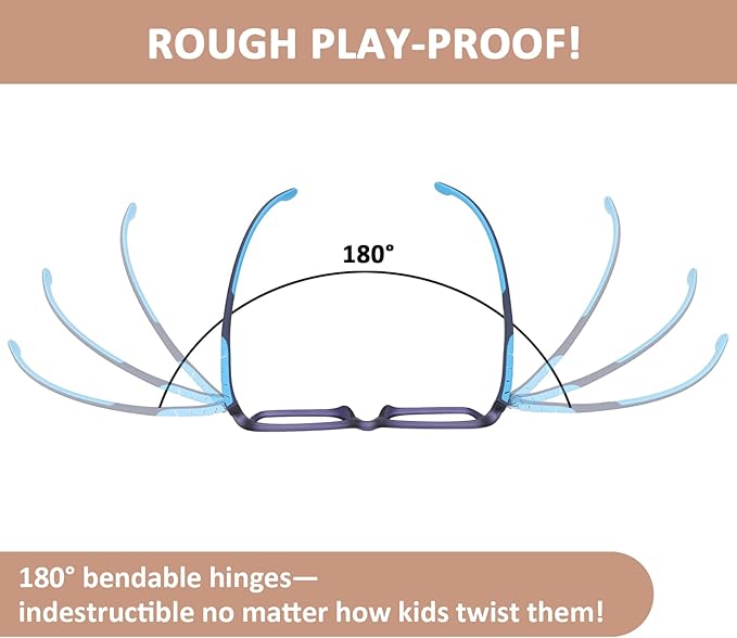 BiBiBear Blue Light Blocking Glasses Bendable Lens Legs for Kids Girls Boys Not Easy to Drop Reduces Eyestrain Lenses