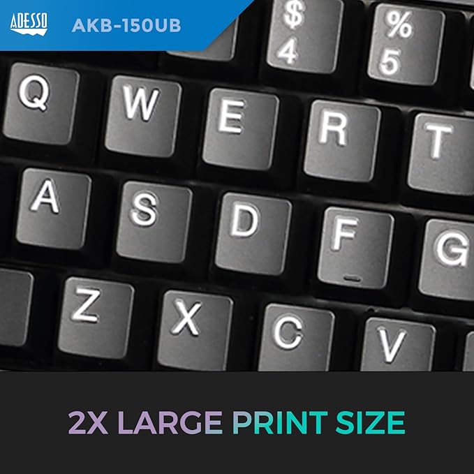 Adesso Ergonomic USB Keyboard with Integrated Palm Rest - Split Key Design, Multimedia & Internet Hotkeys, 105-Key US Layout AKB-150UB