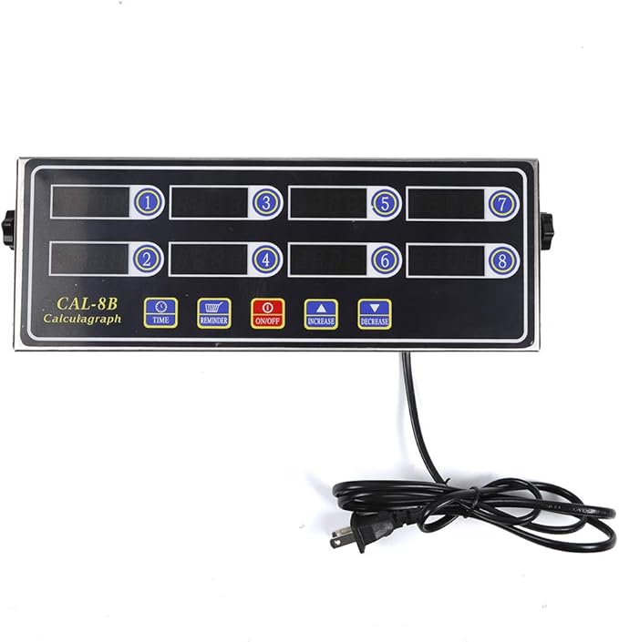 Commercial Digital Kitchen Timer Cooking Timer Reminder Stainless Steel Burger Bakery Restaurant Clock Loud Alarm LED Display Calculagraph Timer (8 Channel)