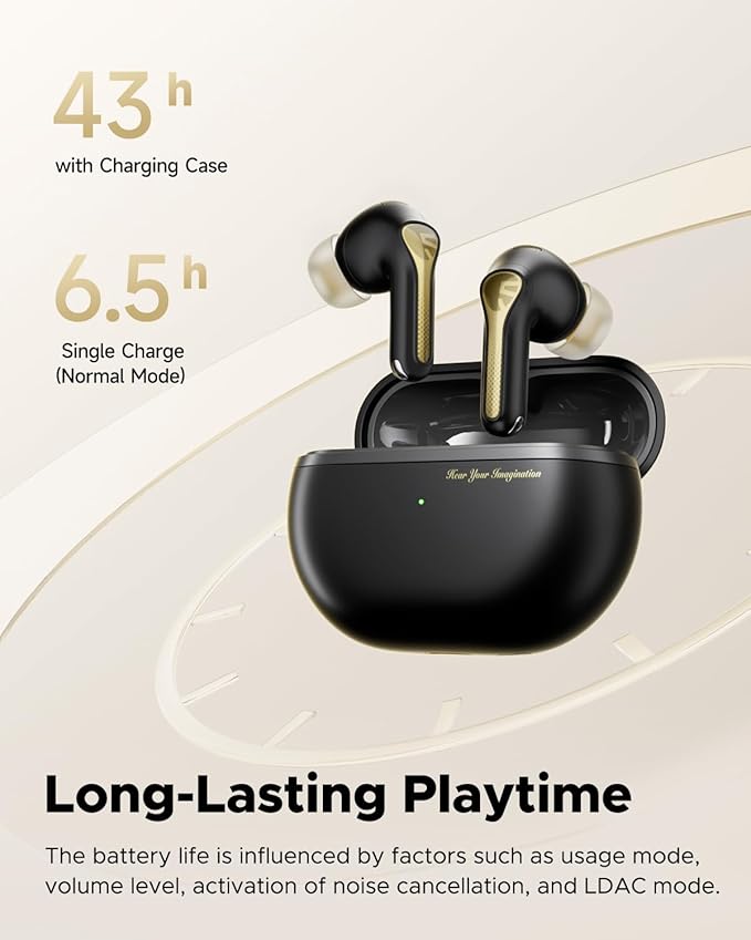SoundPEATS Capsule3 Pro+ Wireless Earbuds, Adaptive Noise Cancelling Bluetooth Headphones Hi Res HiFi Stereo Sound with xMEMS Speaker, True Wireless ANC Earphones & LDAC, 6 Mic 43H Playtime