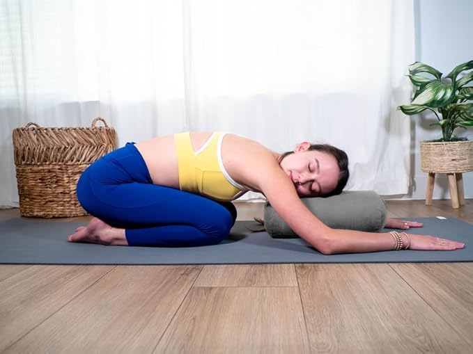 Sol Living Yoga Bolster Pillow for Restorative Meditation - 100% Cotton Cylindrical Cushion with Washable Cover for Balance Support in Asana Poses