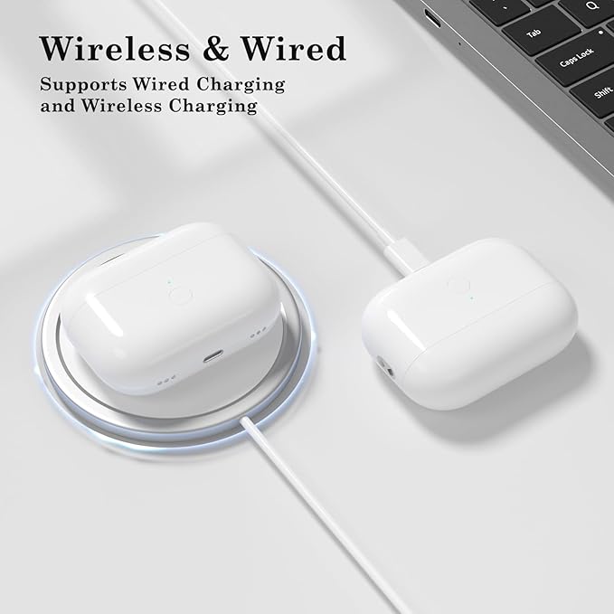 Airpod Charging Case for AirPods Pro 2/1 Earbuds, Wireless Lighting Charging Port Replacement Charger Case Compatible with Air Pods Pro 2nd/1st Generation Fast Pairing Sync Button, No Earbuds