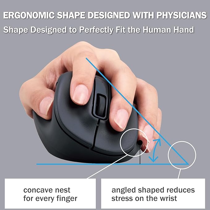 ELECOM Left Hand Wireless Ergonomic Mouse, 2.4GHz with Mini USB Receiver, Silent Click, 2000DPI, 5 Buttons, Optical Sensor, Compatible with PC, Mac, Laptop, EX-G, Lsize Black (M-XGL31DBSKBK)
