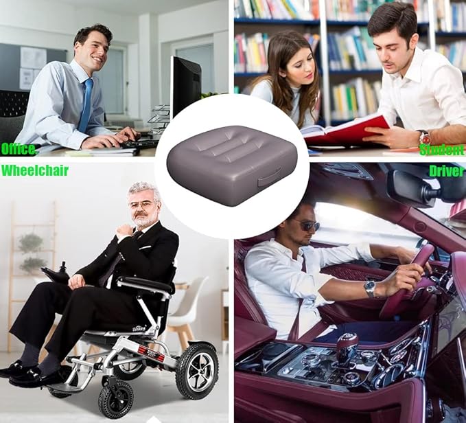 seat Cushions for Office Chairs/with Carry Handle Adult Booster Seat Cushion Imitation PU Breathable Fabric Effectively Increase The Field of View by 12cm/4.7in/Extra Thick Large Seat Cushion/Brown