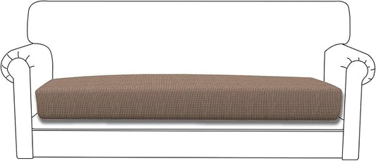 Easy-Going Stretch Cushion Cover Sofa Cushion Furniture Protector Sofa Seat Sofa slipcover Sofa Cover Soft Flexibility with Elastic Bottom(Oversized Sofa Cushion, Camel)