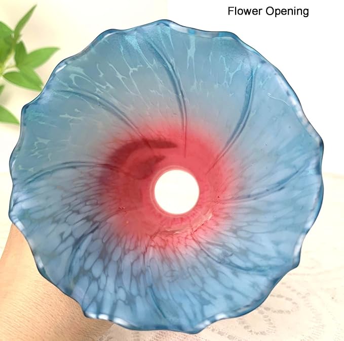 Bieye LS67 Lily Flower Blown Glass Lampshade (Red Blue, Opening I.D. 1.26" x O.D. 1.5")