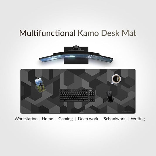 Das Keyboard Large Gaming Mouse Pad Desk Mat with Stitched Edge - Non Slip Base - Waterproof - Premium Cloth Mousepad for Home Work Gaming - Cyber Shadow Camo