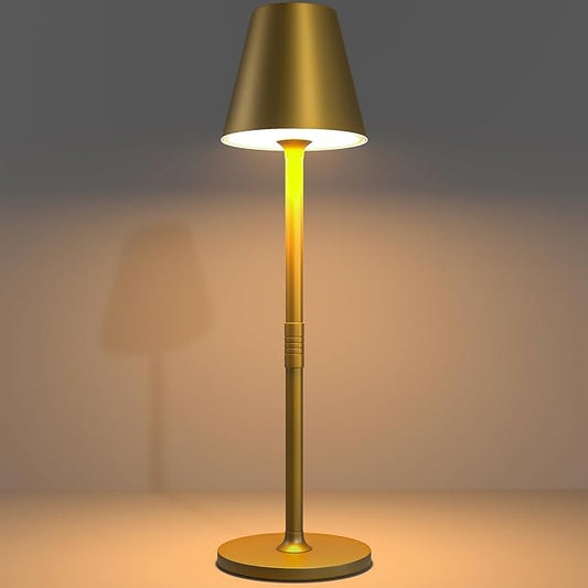 LED CordlessTable Lamp,4000mAh Rechargeable Battery Desk lamp,3 Level Brightness Portable Night Light, Minimalist Design, for Couple Dinner/Coffee Table/Restaurant/Bedroom(Bronze)