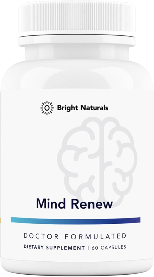 Mind Renew - Brain Supplement Supports Memory, Focus, and Cognition - with Lion's Mane and Ginkgo Biloba Extract - Made in The USA, 60 Capsules