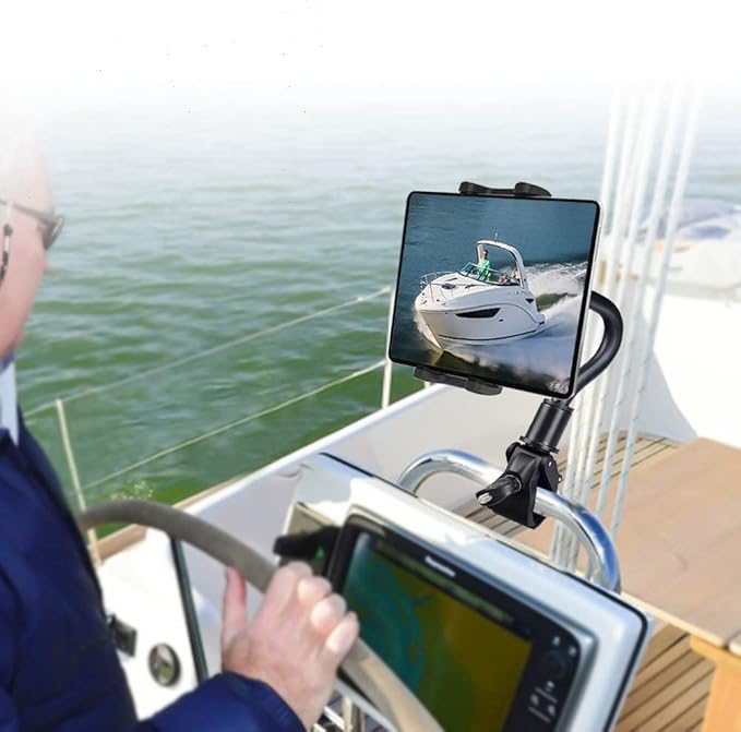 Tablet Holder Spin Bike Mount for 4-13" iPad Phone, 360° Gooseneck Stand for Treadmill Stationary Exercise Bicycle, Indoor Cycling Clamp for iPad Pro Air Mini, Galaxy Z Fold, Fire HD, iPhone