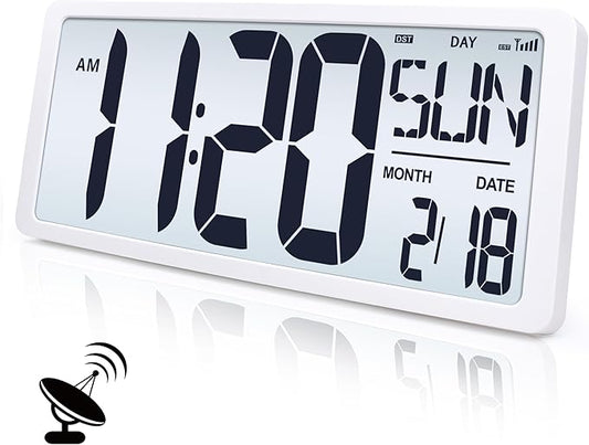 TXL 18.44" Large Amotic Digital Wall Clock with Backlight, Battery Operated Alarm Clock with Day, Date & Temperature, Jumbo Display Digital Count Up Down Timer Clock for Hoom,Classroom Room,Office