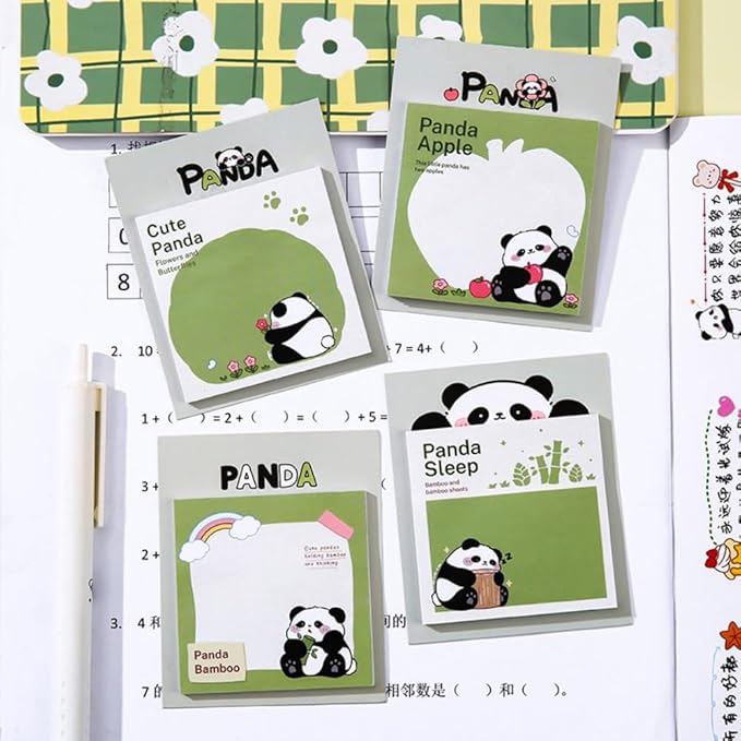8 Pads Reusable Funny Panda Sticky Notes Set, 240 Sheets, for Office Home School