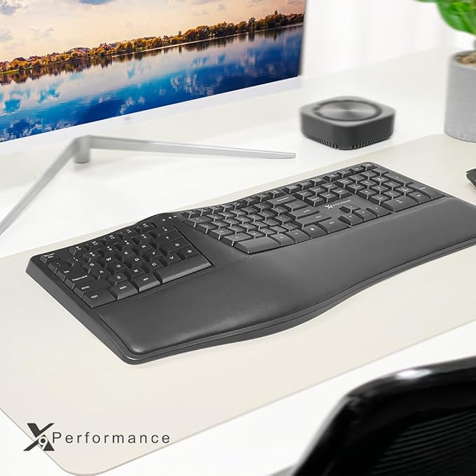 X9 Wireless Ergonomic Keyboard - Split Keyboard with Cushioned Wrist Rest - Type Comfortably Longer - 110 Key Curved Ergo for Laptop, Desktop Computer PC, Surface, Chromebook, Notebook
