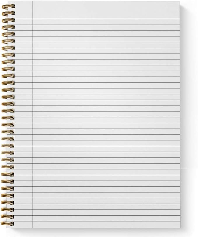 Softcover Camera 8.5" x 11" Motivational Spiral Notebook/Journal, 120 College Ruled Pages, Durable Gloss Laminated Cover, Gold Wire-o Spiral. Made in the USA