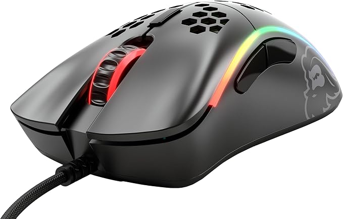Glorious Model D- (Minus) Wired Gaming Mouse - 61g Superlight Honeycomb Design, RGB, Ergonomic, Pixart 3360 Sensor, Omron Switches, PTFE Feet, 6 Buttons - Matte Black