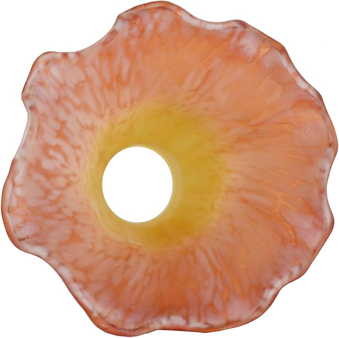 Bieye LS11S Lily Flower Blown Glass Lampshade (Yellow Orange, Opening I.D. 0.87" x O.D. 1")