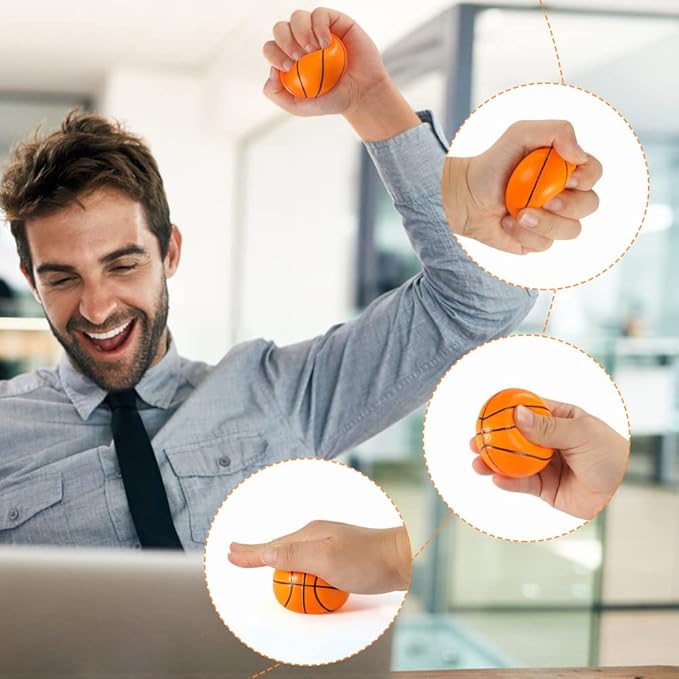 LovesTown 2.5 Inch Mini Basketballs, 20PCS Soft Foam Stress Balls - Squishies for Stress Relief, Party Favors, School