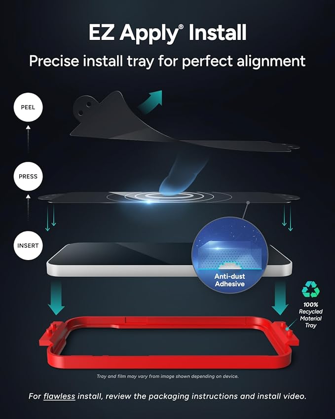 ZAGG XTR4 Screen Protector for iPhone 16/15-11x Stronger Tempered Glass, Blue Light Filtration, Anti-Reflective Technology, Graphene Reinforced, InvisibleShield, Easy Dust-Free Installation