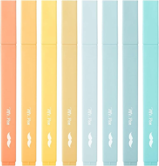 Mr. Pen- Aesthetic Highlighters, 8 pcs, Chisel Tip, Pastel Colors, Cute Highlighters Assorted Colors