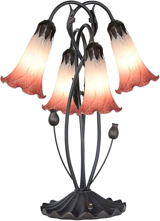 Bieye LS06 Lily Flower Blown Glass Lampshade (White Light Red, Opening I.D. 1.26" x O.D. 1.5")