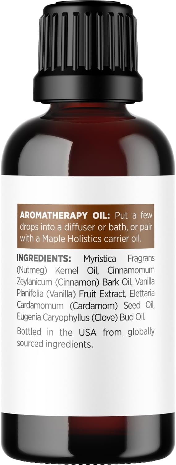 Vanilla Essential Oil Blend for Diffusers - Vanilla Spice Aromatherapy Essential Oil for Diffusers Baths Candles Soaps & DIYs Made with 100% Pure Oils Nutmeg Cinnamon Cardamom & Clove