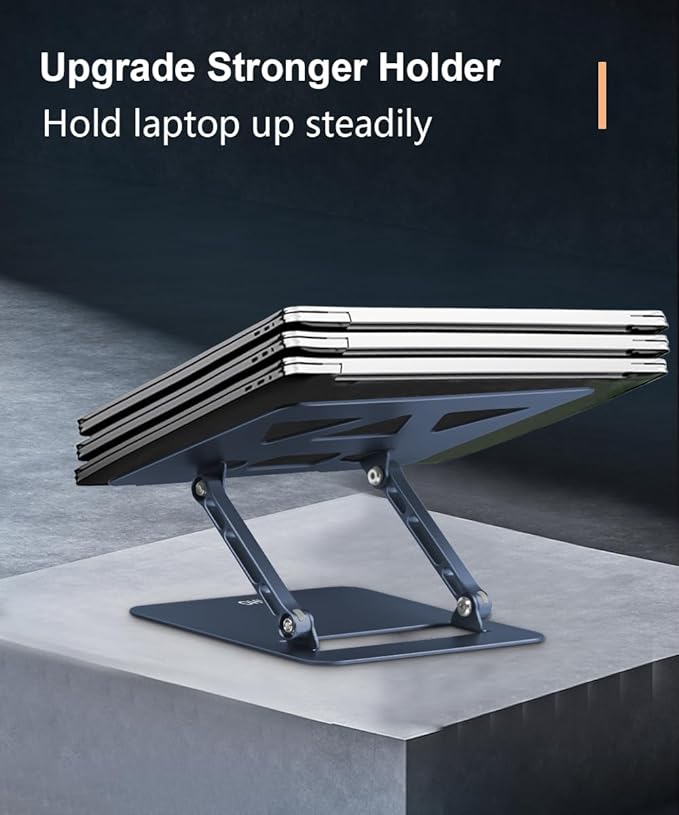 Adjustable Laptop Stand for Desk,Portable Laptop Stand Holder and Riser,Foldable Aluminum Notebook Computer Stands for MacBook Air Pro HP Lenovo Dell Samsung Chromebook, 10-15.6 inch,Navy Blue