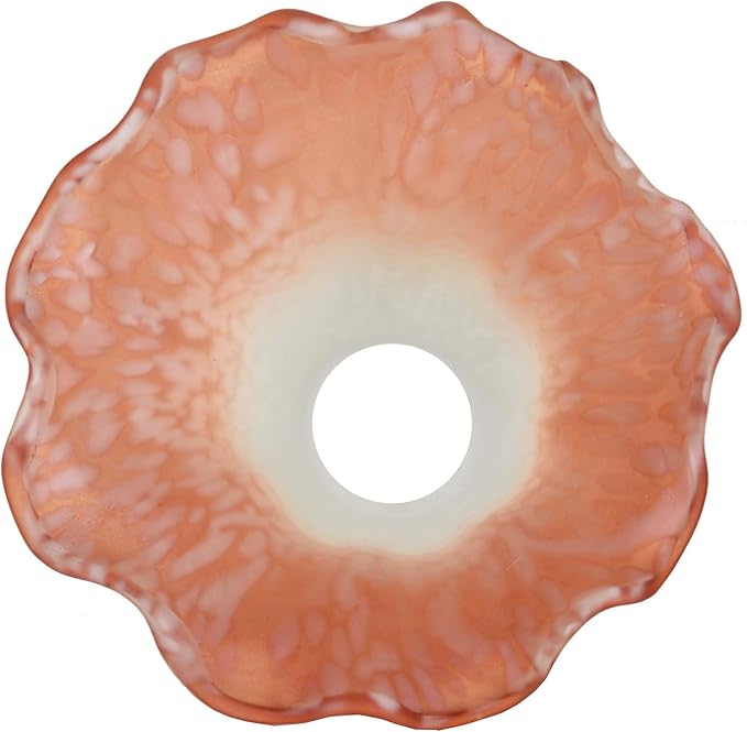 Bieye LS91S Lily Flower Blown Glass Lampshade (White Orange, Opening I.D. 0.87" x O.D. 1")