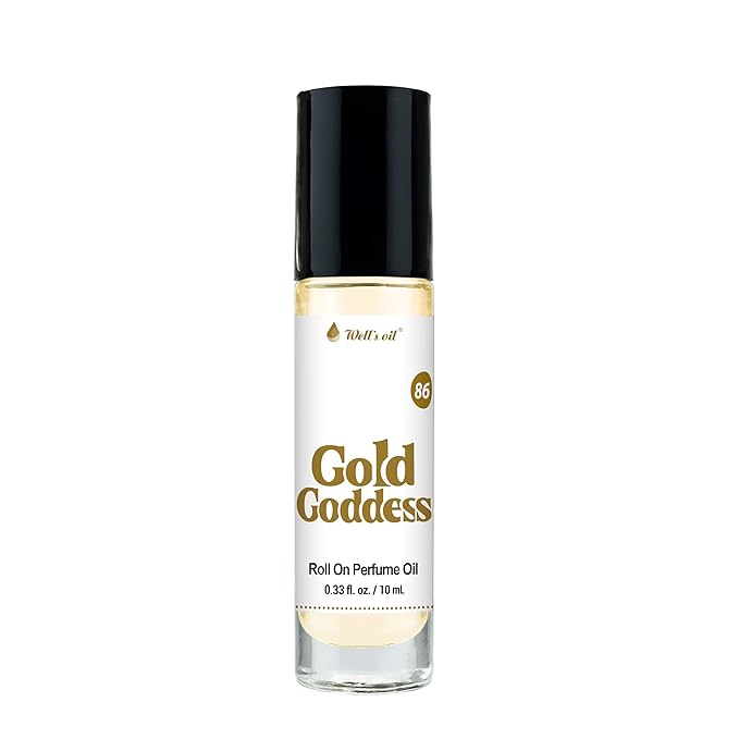 Well's Oil Roll-On Perfume Oil (Gold Goddess) | Champagne & Sweet Notes | Long-Lasting | Paraben-Free | 0.33 Fl Oz / 10 ml