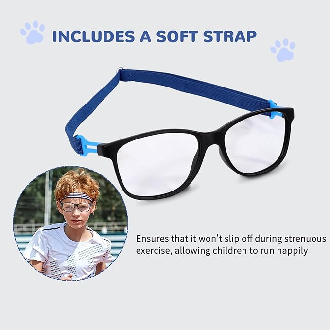 BiBiBear Toddler/Kids/Teens Glasses - Unbreakable TR90 Frame, 180° Flexible, Lightweight & Safe Glasses for Kids Age 2-15