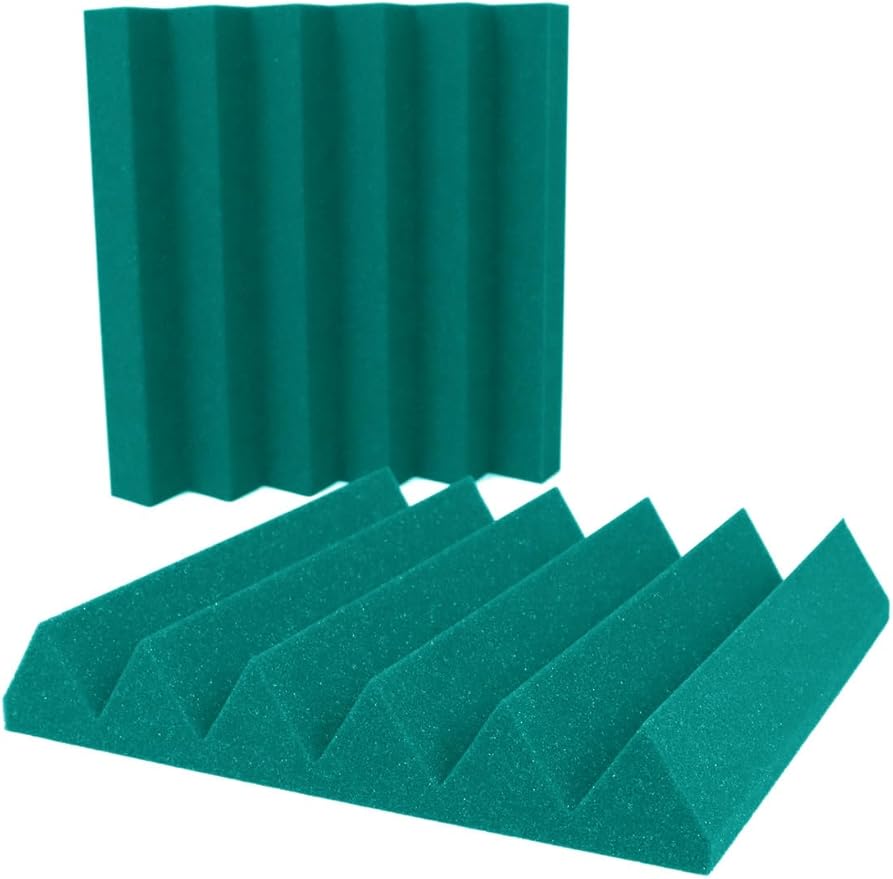 Foam Factory Inc 24 Pack Color Acoustic Foam Panel Studio Soundproofing Wedge Wall Tiles 12” X 12” X 2” (Teal)