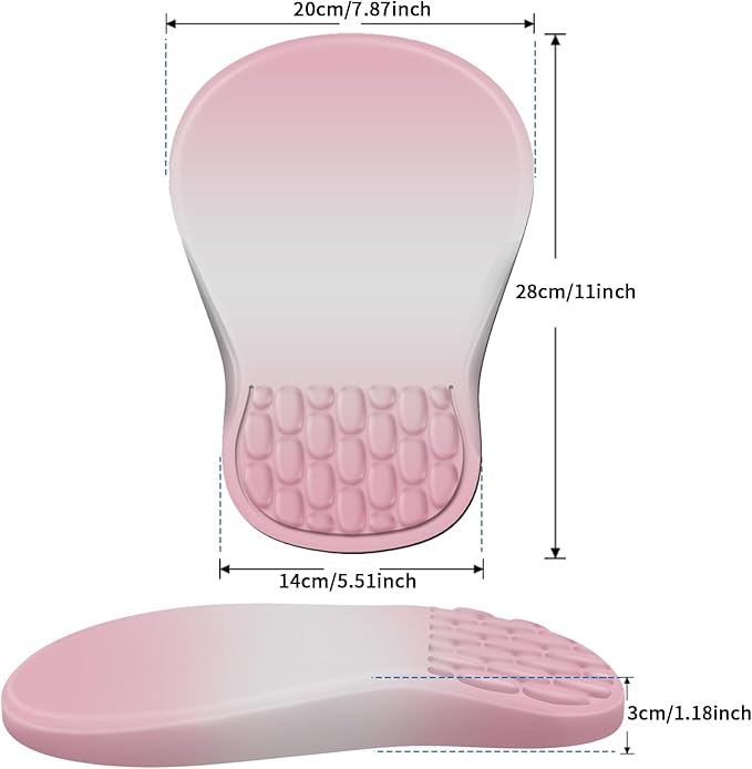 Ergonomic Mouse Pad with Wrist Rest Support, Mousepad with Comfortable Memory Foam Wrist Rest and Non-Slip PU Base for Pain Relief, Computer, Laptop, Office, Home (Gradient Pink)