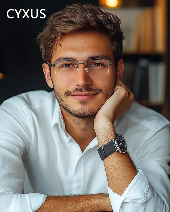 Cyxus Blue Light Blocking Frameless Glasses for Men/Women UV Protection Rimless Eyewear Computer Eyeglasses Relieve Eyestrain Anti Glare