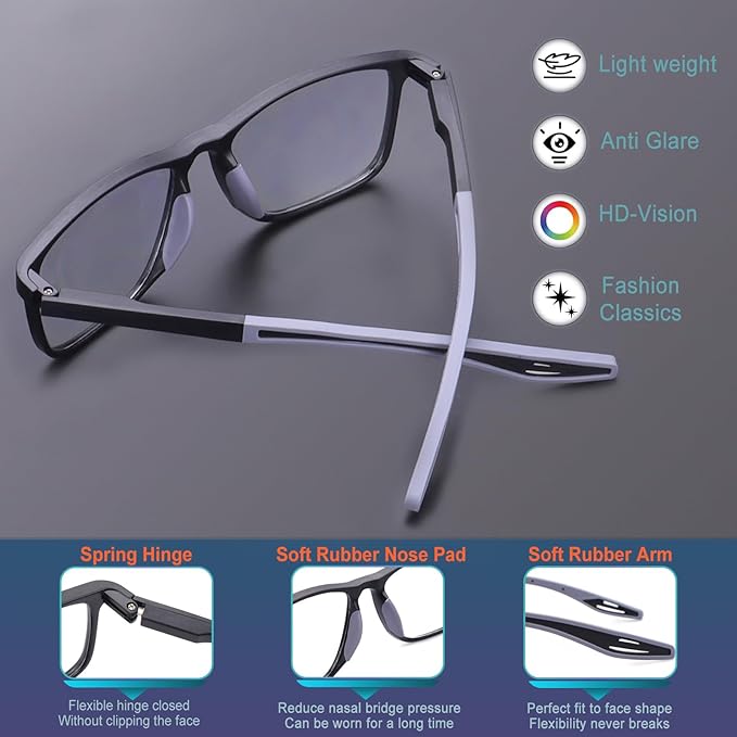 4 Pack Progressive Multifocus Reading Glasses for Men Women TR90 Sports Style Anti-Blue Light Computer Readers