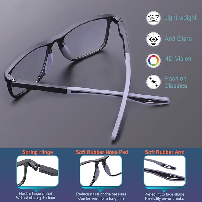 4 Pack Progressive Multifocus Reading Glasses for Men Women TR90 Sports Style Anti-Blue Light Computer Readers