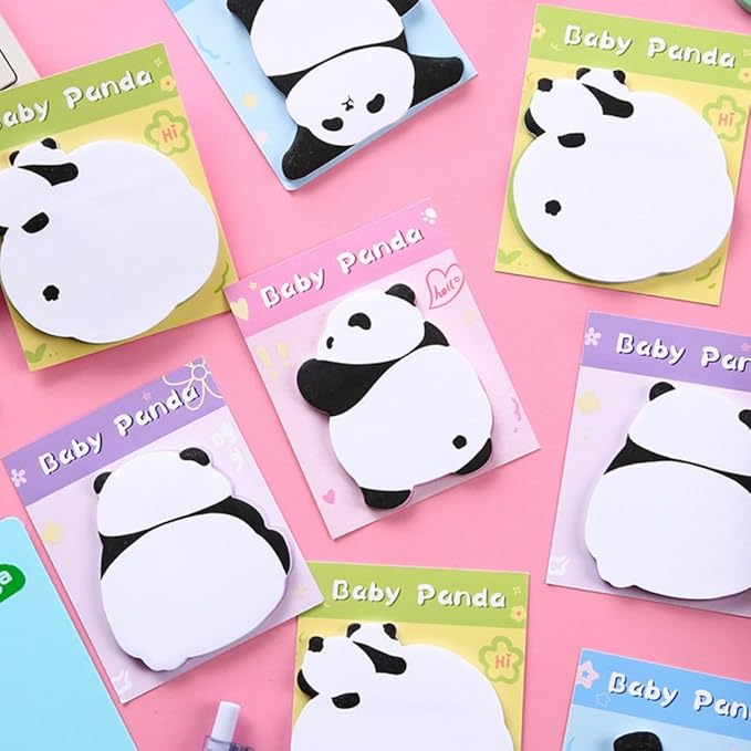 4 Adorable Panda Sticky Notes, Unique Styles, Fun Stationery Collection Add
