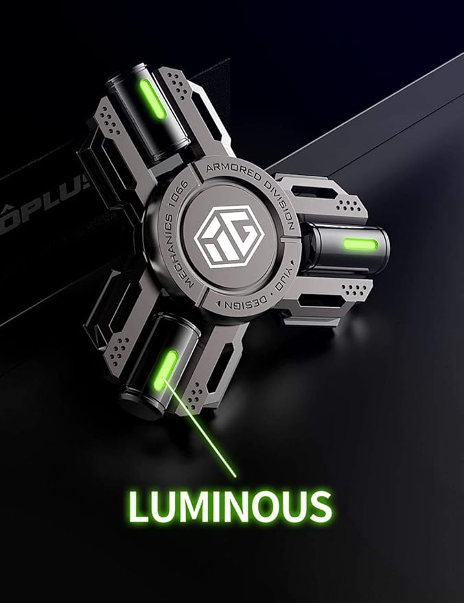 Fidget Spinners, Fidget Spinner Gifts for Adults and Kids, Stress Anxiety ADHD Relief Figets Toy, Metal Finger Hand Spinner Toys with Luminous Light, Spinner Absorb Solar Light Then Release in Dark