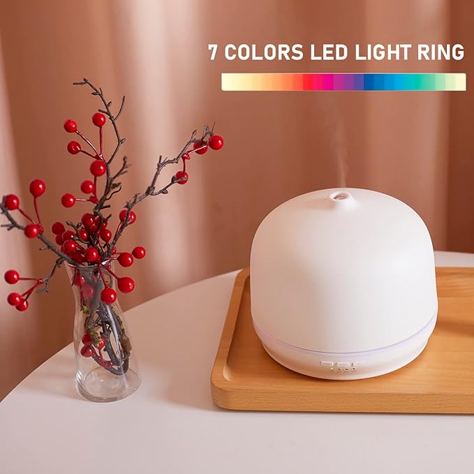 Ceramic Essential Oil Diffusers for Home Large Room, Aromatherapy Scent Air Diffuser Ultrasonic Aroma Defusers 500ml with Timed—White