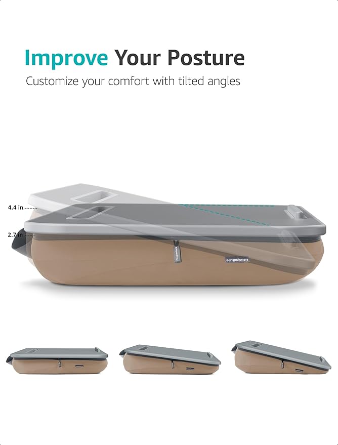 Istudyniture Lap Desk | Portable Laptop Desk & Stand – Fits Up to 17 inch – Washable Cushion, Built-in Phone Holder – for Bed, Couch, Sofa, Floor – Writing, Reading, Home Office – Large, Coffee