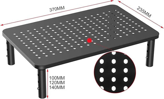 suptek Monitor Stand Riser for Computer,Laptop,Printer, Notebook and All Flat Screen Display with Vented Metal Platform,3 Height Adjustable Laptop Riser,2 Pack,Black(MST003-2)