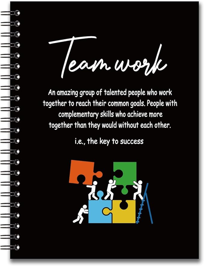 YAZMEEN Teamwork Blank Spiral Notebook（160 Pages） Teamwork Definition Hardcover Sketchbook Team Motivational Notebook Journal Funny Appreciation Gift for Employee Colleague Team Member Office Worker