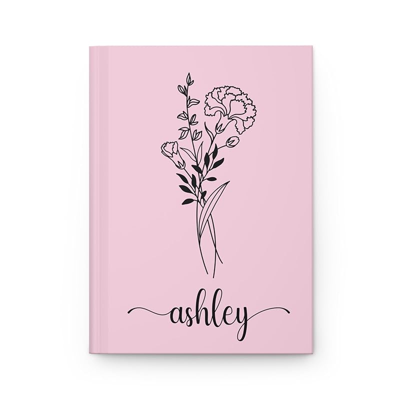 Hilis Personalized Birth Flower Journal, A5 Hardcover Lined Notebook for Writing, Daily Dream Wellness Travel Dairy Journaling Notebooks D88