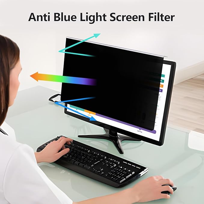RedANGEL 【2 Pack】 27 Inch Privacy Screen Protector for 16:9/16:10 Widescreen Monitors-Blue Light Blocking,Hanging Design, Anti-Scratch for Desktop Computers