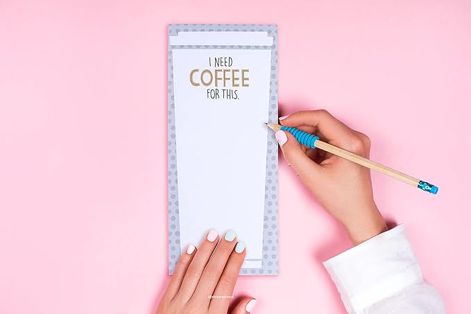 Graphique Magnetic Notepad - I Need Coffee For This Grocery and Shopping List - Fun Decorative To-Do List - Perfect House Warming Gifts - 100 Tear off Sheets (4" x 9.25" x .5")
