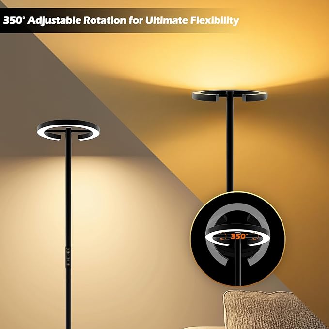 Floor Lamp with Remote,Floor Lamps for Living Room,Stepless Dimmable Rotatable Reading Floor Lamp, 2700-6500K,Modern Bright Floor Light for Living Room Bedroom Office (H3B)