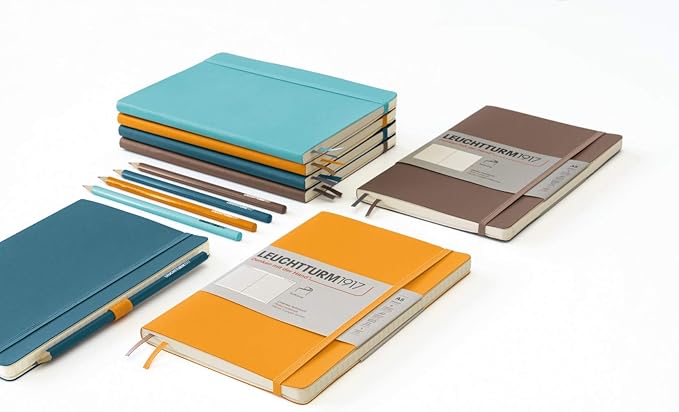 LEUCHTTURM1917 - Notebook Softcover Medium A5-123 Numbered Pages for Writing and Journaling (Rising Sun, Dotted)